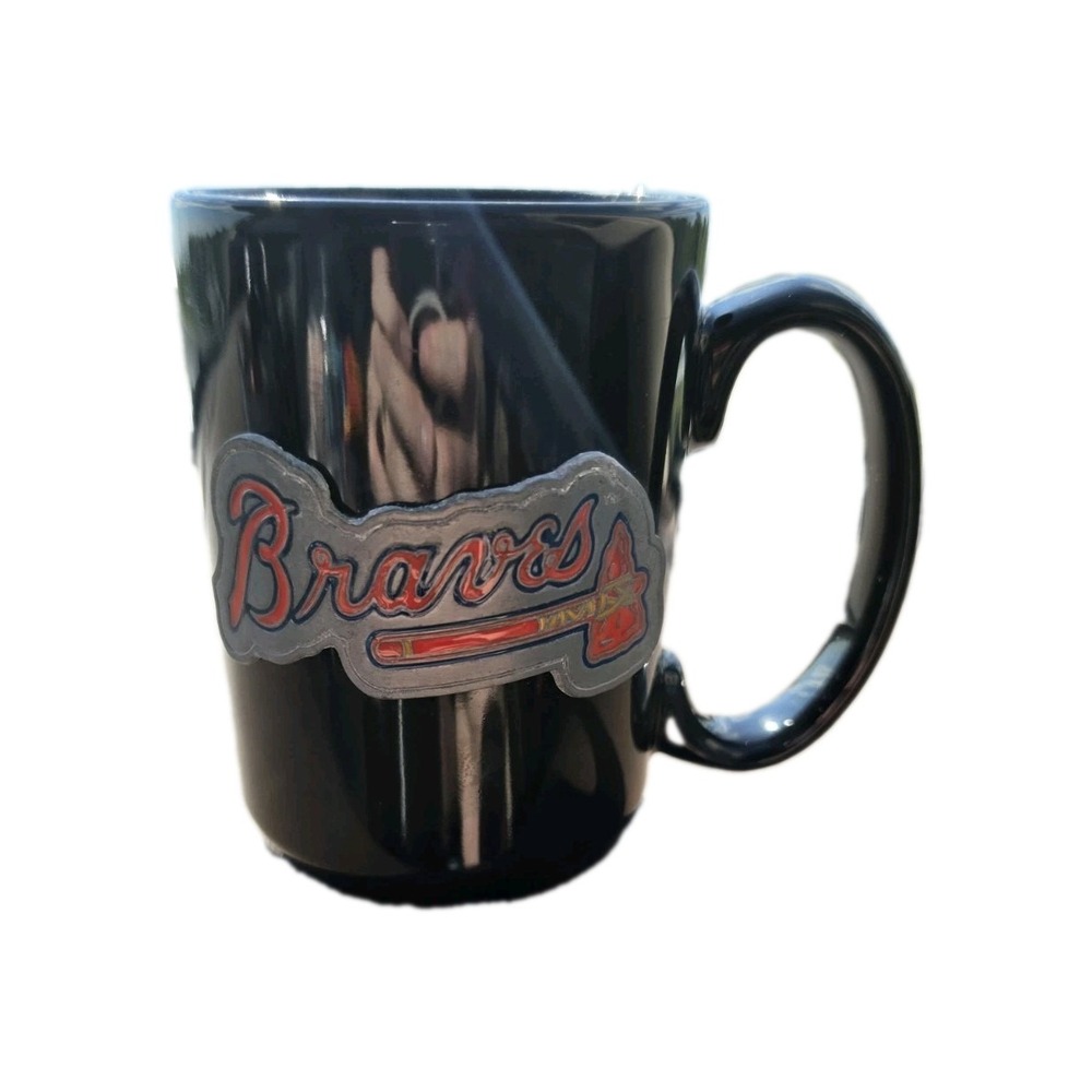 Encore Atlanta Braves Mug Unisex L Black Good MLB Raised Pewter Emblem 15oz